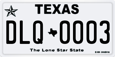 TX license plate DLQ0003