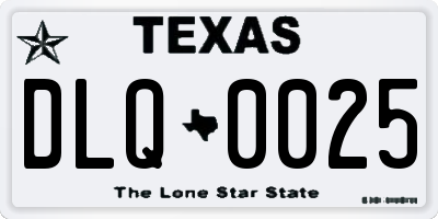TX license plate DLQ0025