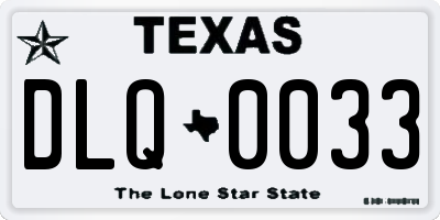 TX license plate DLQ0033