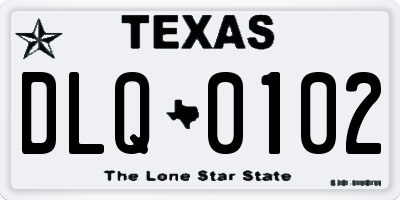 TX license plate DLQ0102