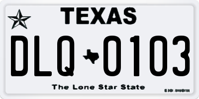 TX license plate DLQ0103