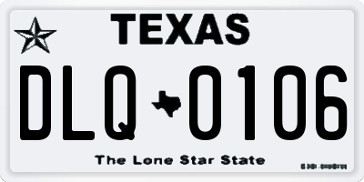 TX license plate DLQ0106