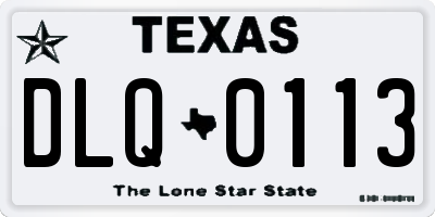 TX license plate DLQ0113