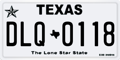 TX license plate DLQ0118