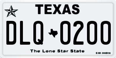 TX license plate DLQ0200