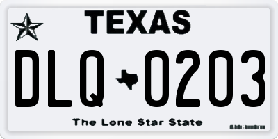 TX license plate DLQ0203