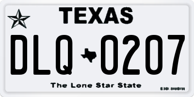 TX license plate DLQ0207