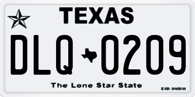 TX license plate DLQ0209