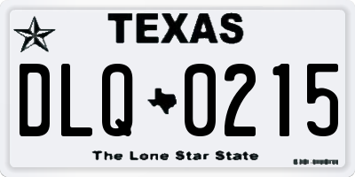 TX license plate DLQ0215