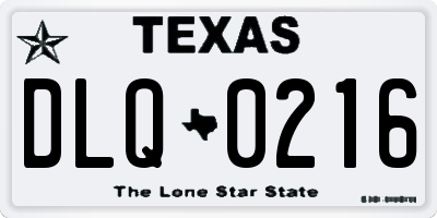 TX license plate DLQ0216