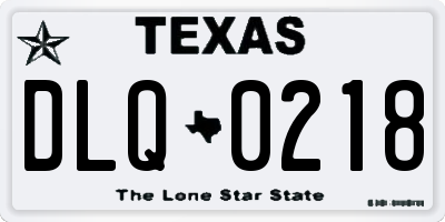 TX license plate DLQ0218