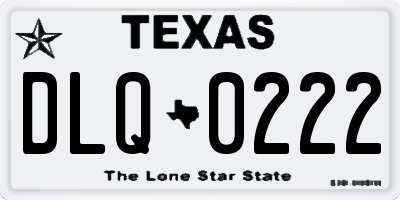 TX license plate DLQ0222