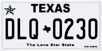 TX license plate DLQ0230