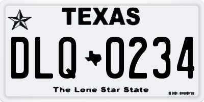 TX license plate DLQ0234