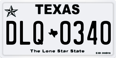 TX license plate DLQ0340