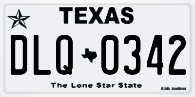 TX license plate DLQ0342
