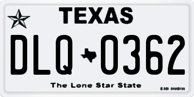 TX license plate DLQ0362