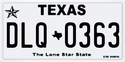 TX license plate DLQ0363
