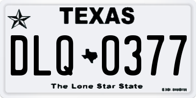 TX license plate DLQ0377
