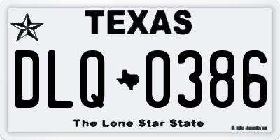 TX license plate DLQ0386