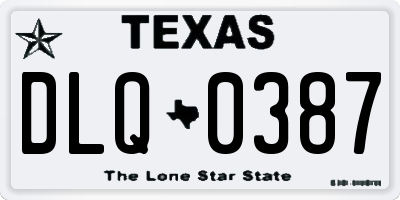 TX license plate DLQ0387