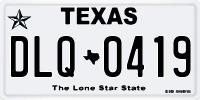 TX license plate DLQ0419