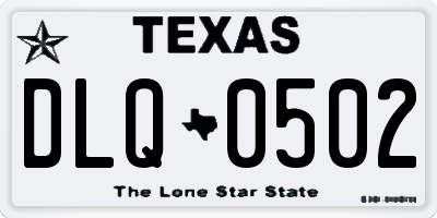 TX license plate DLQ0502