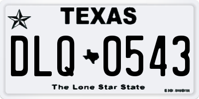 TX license plate DLQ0543