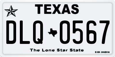 TX license plate DLQ0567