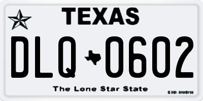 TX license plate DLQ0602