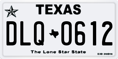 TX license plate DLQ0612