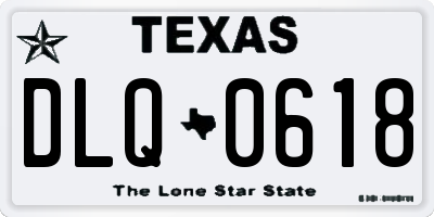 TX license plate DLQ0618