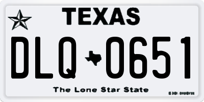 TX license plate DLQ0651