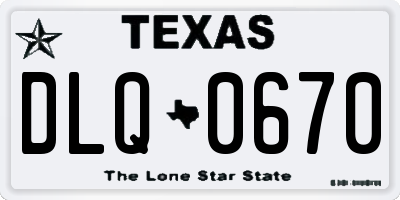 TX license plate DLQ0670