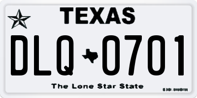 TX license plate DLQ0701