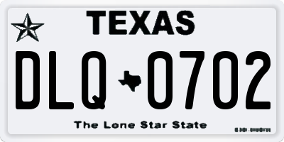TX license plate DLQ0702