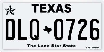 TX license plate DLQ0726