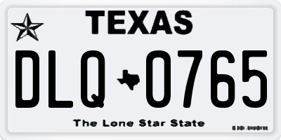 TX license plate DLQ0765
