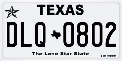 TX license plate DLQ0802