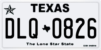 TX license plate DLQ0826
