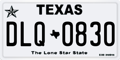 TX license plate DLQ0830