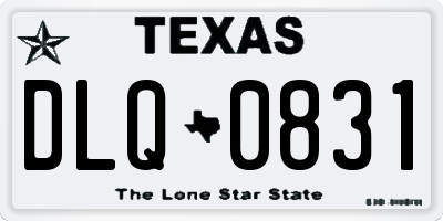 TX license plate DLQ0831