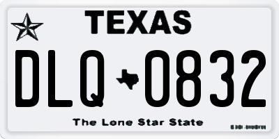 TX license plate DLQ0832