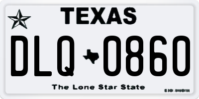 TX license plate DLQ0860