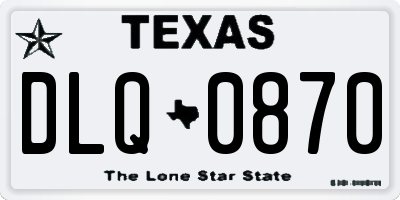 TX license plate DLQ0870