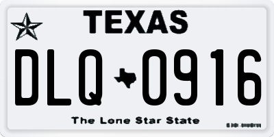 TX license plate DLQ0916
