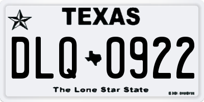 TX license plate DLQ0922