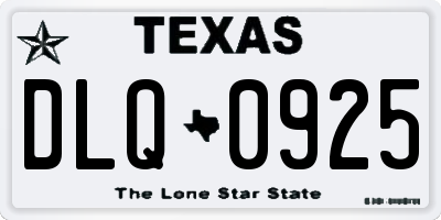 TX license plate DLQ0925