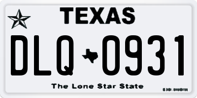 TX license plate DLQ0931