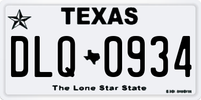 TX license plate DLQ0934